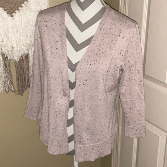 Verve Ami Sweaters - Pink Open Front Cardigan with Black Flecks by Verve Ami - Size Medium
